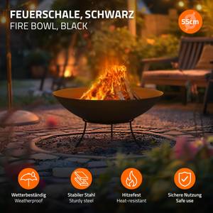 Feuerschale mit Dreibein-Gestell 55 x 55 cm