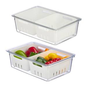 Organiseur de frigo en lot de 2 Blanc - Matière plastique - 34 x 10 x 22 cm