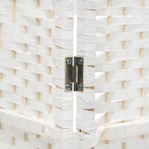 Paravent blanc à 4 volets Marron - Blanc - Bambou - Bois manufacturé - Papier - 180 x 180 x 2 cm
