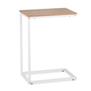 Beistelltisch in C-Form Braun - Weiß - Holzwerkstoff - Metall - 30 x 60 x 45 cm