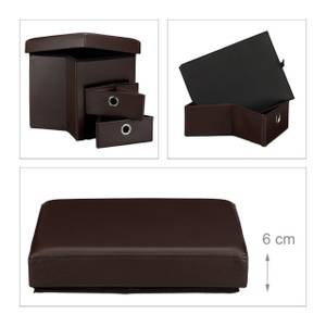 Tabouret de rangement carré pliant Marron foncé - Argenté