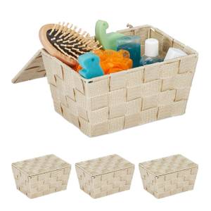 4x Paniers de rangement avec couvercle Beige