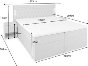 Arona 2 mit Bettkasten und Nachttischen Anthrazit - Breite: 180 cm