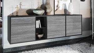 Sideboard Cuba Schwarz - Pinie Anthrazit Dekor