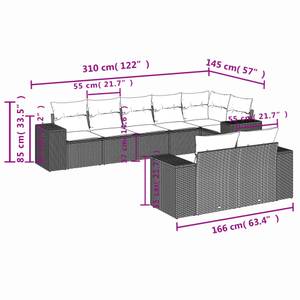 Gartensitzgruppe K6392(8-tlg) Schwarz - Massivholz - 69 x 62 x 62 cm