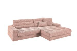 Ecksofa LANA Sofa Cord Recamiere Pink - Ecke davorstehend rechts