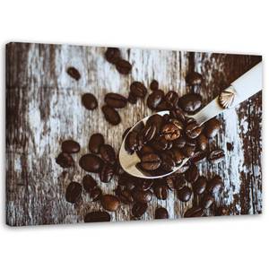 Leinwandbild Kaffeebohnen Holz Getränke 60 x 40 cm