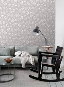 papier peint fleurs au style scandinave Gris