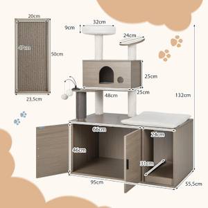 Kratzbaum BH32331SD+ Grau - Holzwerkstoff - 56 x 132 x 95 cm