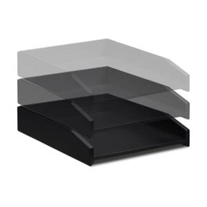 Schwarze Briefablage stapelbar Schwarz - Bambus - 25 x 6 x 33 cm