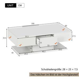 Couchtisch mit LED Epimetheus Ⅰ Weiß - Holzwerkstoff - Metall - 60 x 36 x 100 cm