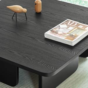 Table basse carrée en bois noir Noir - En partie en bois massif - 100 x 35 x 100 cm