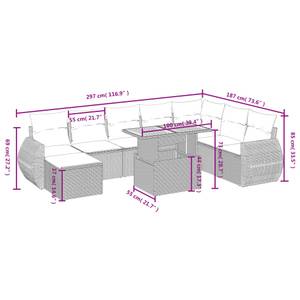 Gartensitzgruppe K6970(9-tlg) Schwarz - Massivholz - 69 x 62 x 55 cm