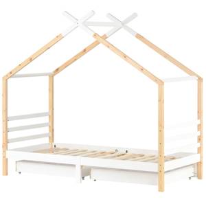 Stauraumbett HomeyⅠ Weiß - Holzwerkstoff - Massivholz - Holzart/Dekor - 96 x 183 x 210 cm