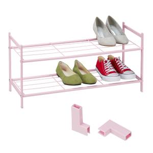 Étagère à chaussures rose Rose foncé - Métal - Matière plastique - 70 x 35 x 26 cm