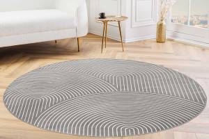 Teppich ILLUSION Grau - Weiß - Textil - 160 x 1 x 160 cm