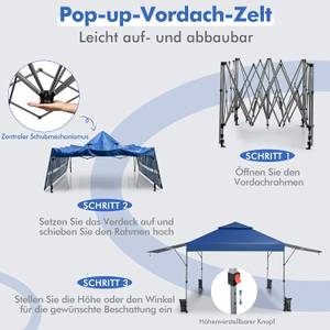 3x3m Pop Up Pavillon mit Zwei Markisen Blau - Kunststoff - 537 x 290 x 300 cm