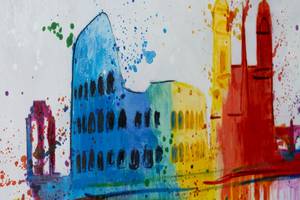 Acrylbild handgemalt The Eternal City Weiß - Massivholz - Textil - Holz teilmassiv - 120 x 60 x 4 cm