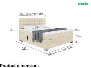 Boxspringbett Edison Beige - Breite: 147 cm