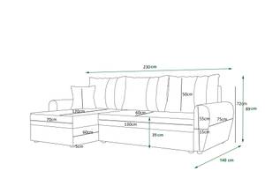 Ecksofa DAVIS Schwarz - Steingrau - Ecke davorstehend links