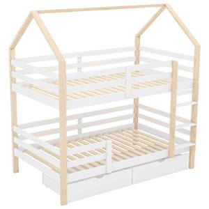 Etagenbett HomeyZoom Ⅰ Beige - Weiß - Holzwerkstoff - Massivholz - Holzart/Dekor - 97 x 206 x 206 cm