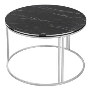 Table basse Aulum ronde Imitation marbre noir