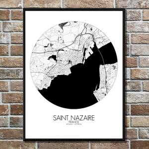 Poster Saint Nazaire Carte ronde Noir - Papier - 40 x 50 x 40 cm