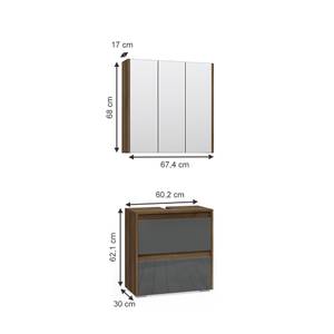 Mobilier de salle de bains Majest Marron - Gris - Bois manufacturé - 67 x 68 x 30 cm