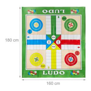 XXL Ludo Spiel Blau - Grün - Rot - Kunststoff - 180 x 10 x 160 cm