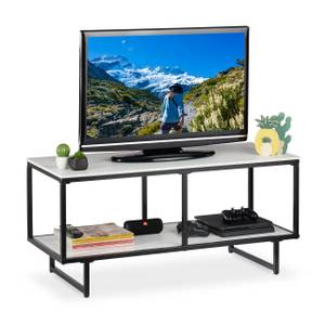 TV Lowboard weiß-schwarz Schwarz - Weiß - Holzwerkstoff - Metall - 111 x 51 x 46 cm
