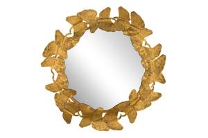 Wandspiegel Ginkgokranz Gold - Metall - 80 x 80 x 5 cm