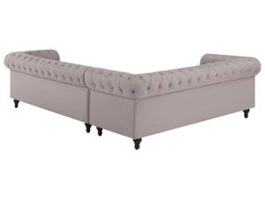 Ecksofa CHESTERFIELD Beige - Eiche Dunkel - 280 x 77 x 85 cm - Textil