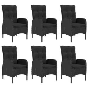 Salle à manger (lot de 7) 3005684-2 Noir - Bois massif - Bois/Imitation - 90 x 74 x 150 cm