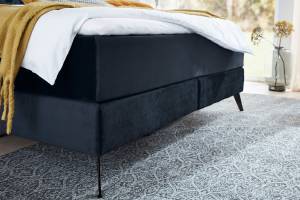 Boxspringbett SINDAR Bett Stoff Schwarz - Blau - 162 x 211 cm - Schwarz