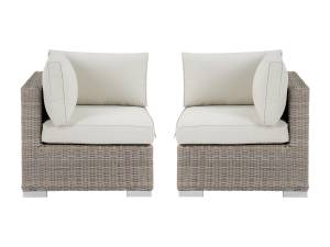 Salon de jardin BUSAN Lot de 2 Blanc - Fibres naturelles - 76 x 67 x 76 cm