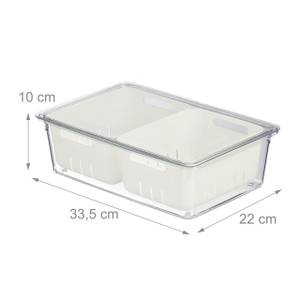 Organiseur de frigo en lot de 3 Blanc - Matière plastique - 34 x 10 x 22 cm