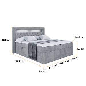 Boxspringbett - NOEL LED Grau - Breite: 120 cm - H3