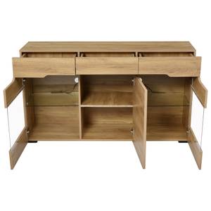 Sideboard GLOWNatur Ⅲ Beige - Holzwerkstoff - Glas - Kunststoff - 35 x 80 x 140 cm