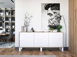 Sideboard APOLLO Eiche Wotan Dekor - Weiß