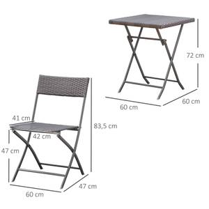 Bistroset 841-093 Braun - Polyrattan - 47 x 84 x 60 cm