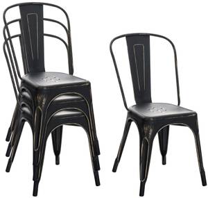 Esszimmerstuhl Benedikt 4er Set Schwarz - Metall - 44 x 89 x 48 cm