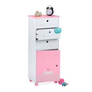 Commode pour enfants 3 tiroirs Rose foncé - Blanc - Bois manufacturé - 42 x 105 x 30 cm