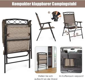 4er Set Klappstühle Hochlehner Braun - Metall - 62 x 90 x 64 cm