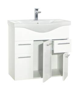 Table de toilette LisaloSet de 2 Blanc - Céramique - Bois manufacturé - 75 x 81 x 45 cm