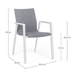 Fauteuil de jardin aluminium blanc Gris - Métal - 60 x 83 x 56 cm