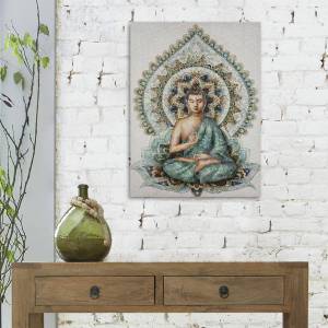 Bedruckte Leinwand BOUDDHA Grün - Kunststoff - 3 x 78 x 58 cm