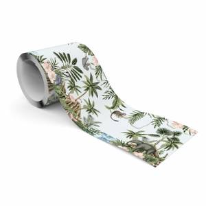 Bande Décorative Animaux Plantes Nature Beige - Bleu - Vert - Rose foncé - Papier - Textile - 10 x 300 x 300 cm