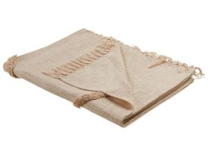 Couverture JAUNPUR Beige - Blanc - Fibres naturelles - 130 x 1 x 180 cm