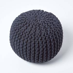 Runder Strickpouf 100% Baumwolle Schwarz