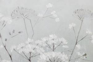 Acrylbild handgemalt Nebelblüten Grau - Weiß - Massivholz - Textil - 80 x 80 x 4 cm